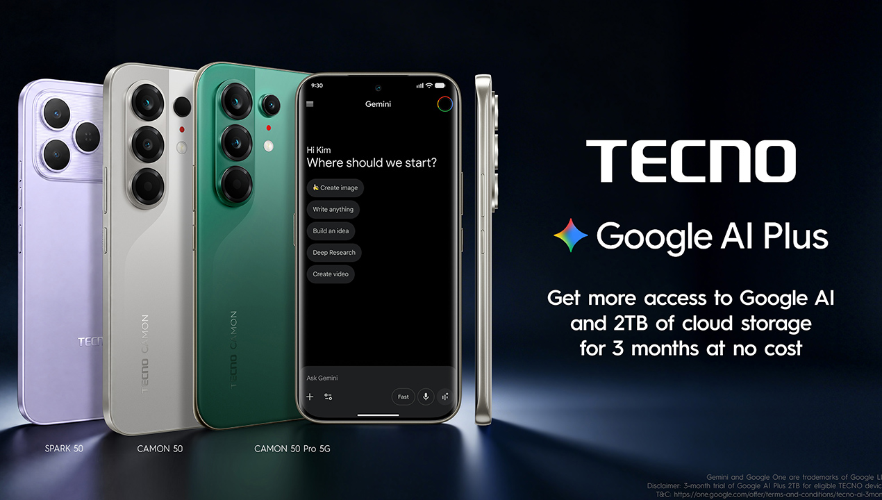 Pengguna TECNO Kini Dapat Menikmati Google AI Plus Selama 3 Bulan