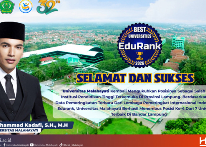 Universitas Malahayati Jadi Kampus Swasta Terbaik di Lampung Versi EduRank 2026, Masuk 4 Besar Bandar Lampung